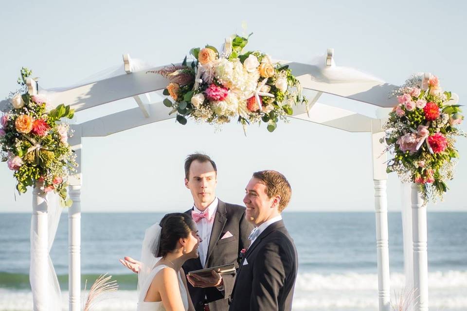 Beachfront wedding ceremony