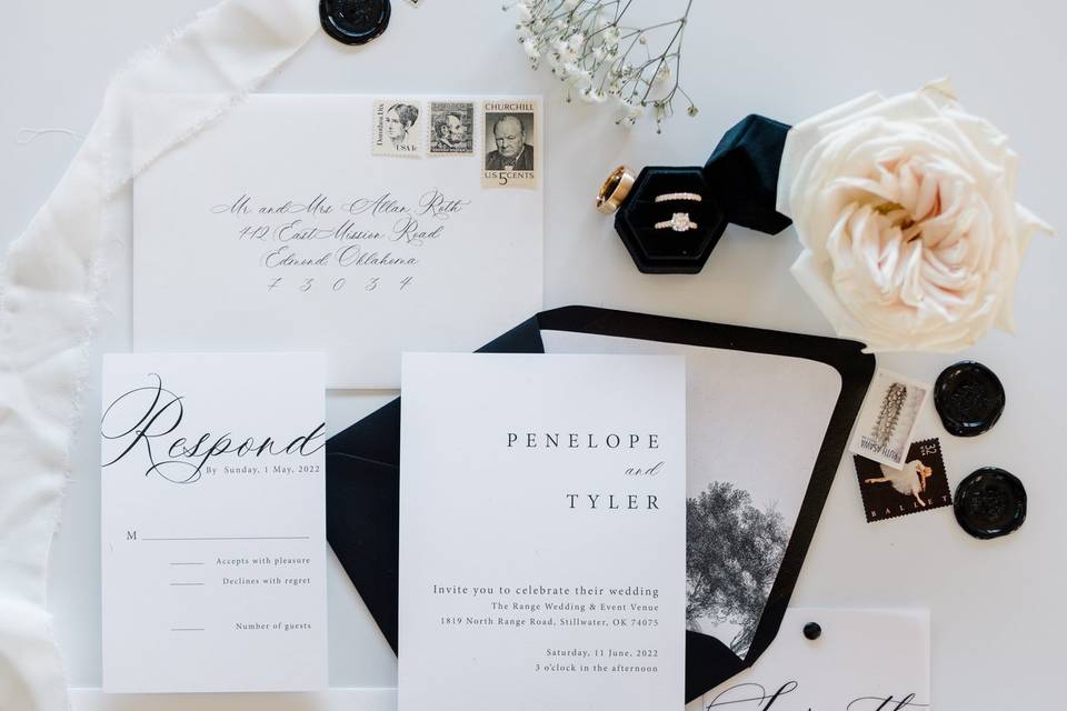 Elegant stationery flatlay