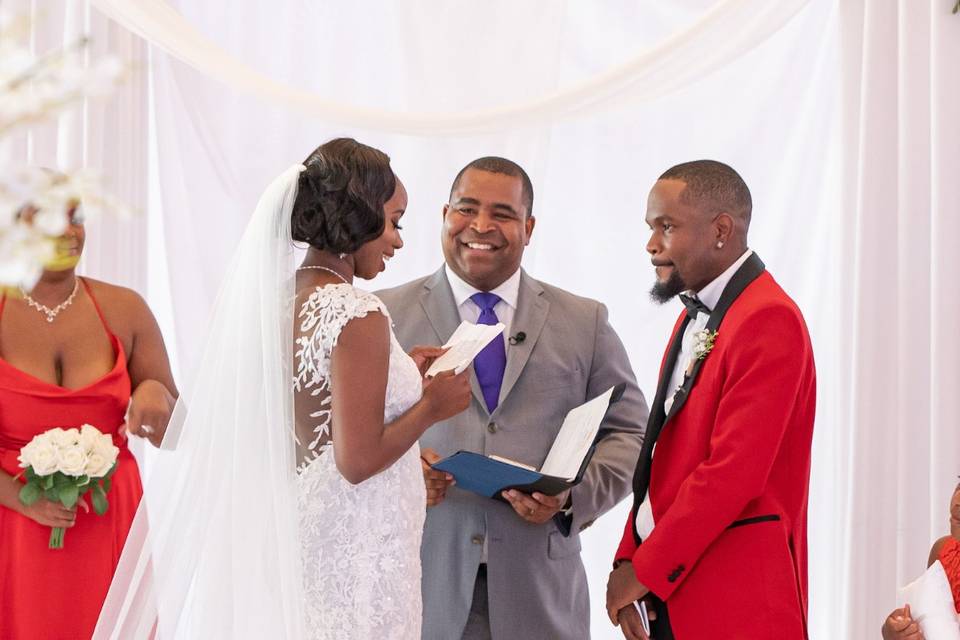 Couple Smiling During Vows