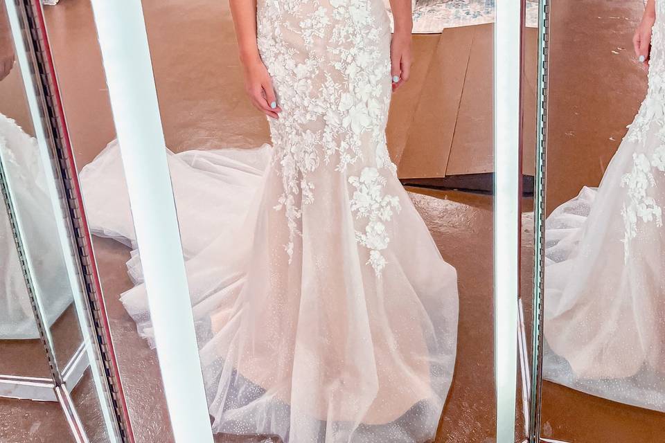 Textured lace wedding dress