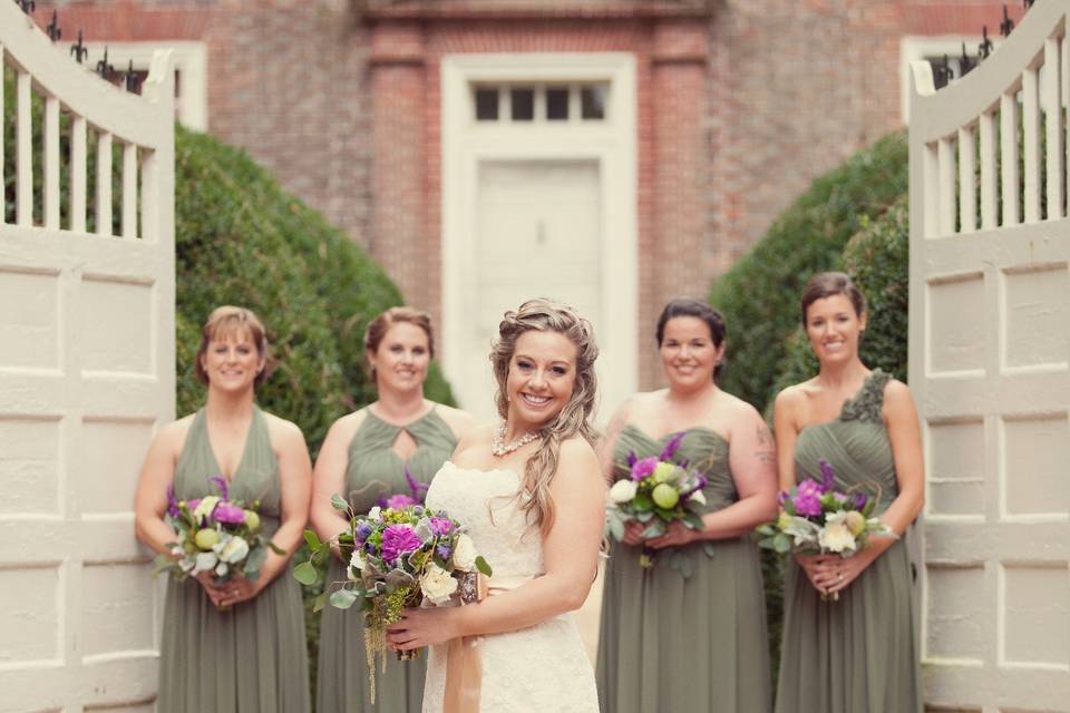 Bride and her bridesmaids