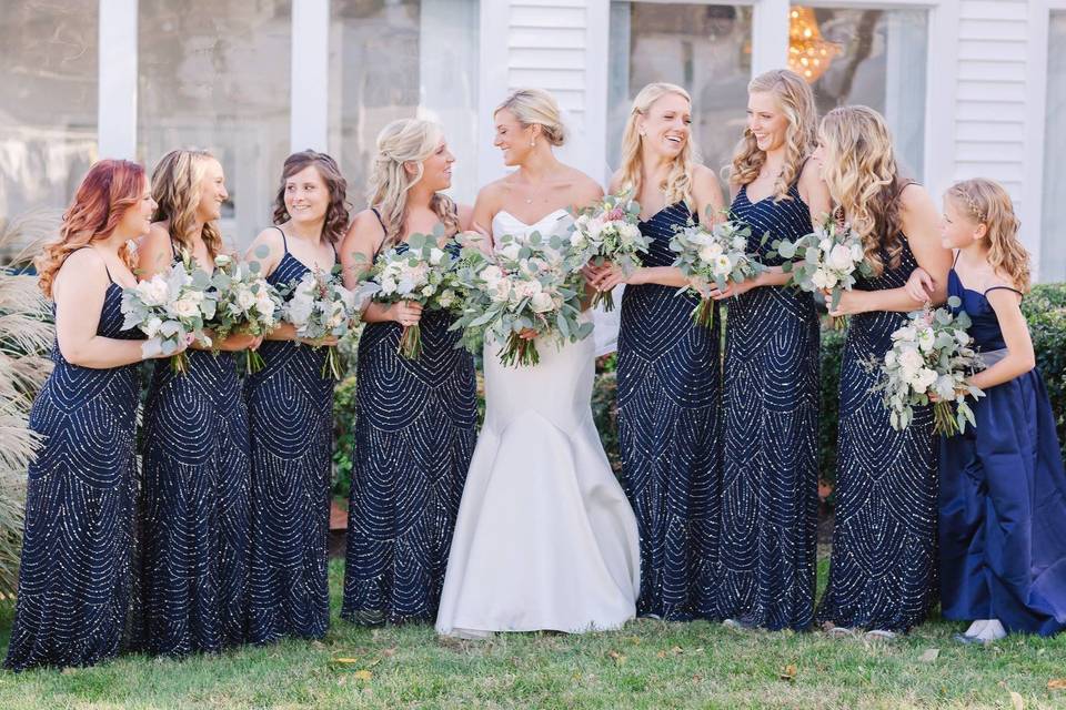 Bride and her bridesmaids