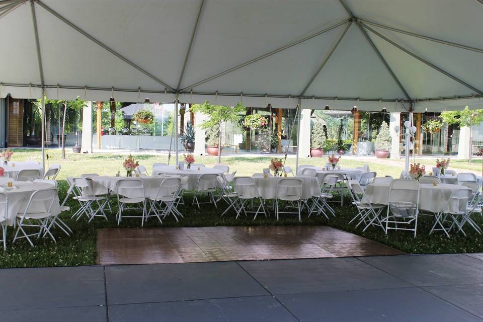 Tent with dance floor & stage