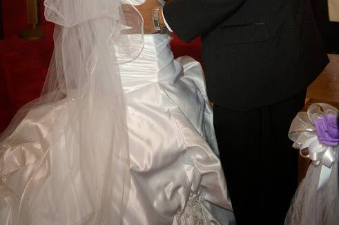 Newlyweds kissing