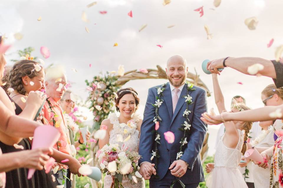 Wedding bouquet and attire