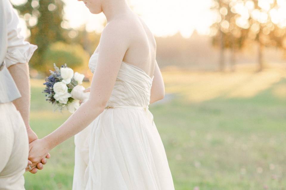 Wedding dress, sunset photos