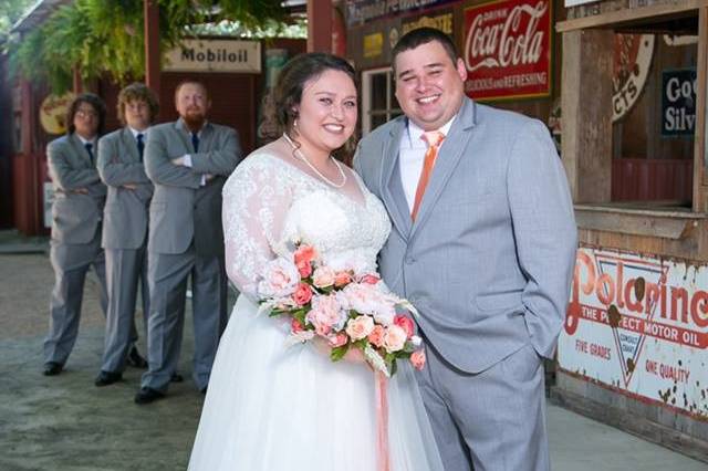 The couple and groomsmen