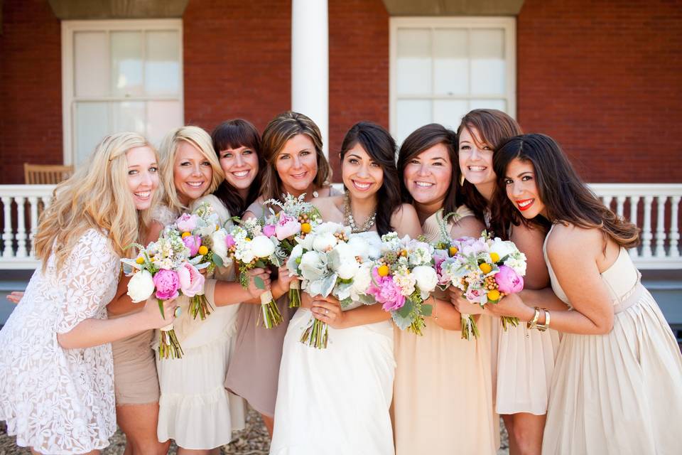 Bride and her bridesmaids