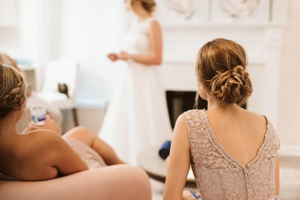 Bridal party relaxing