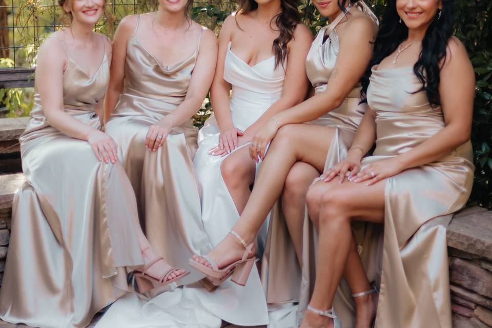Bridesmaids in champagne dress