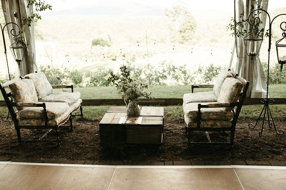 Lounge area in the tent