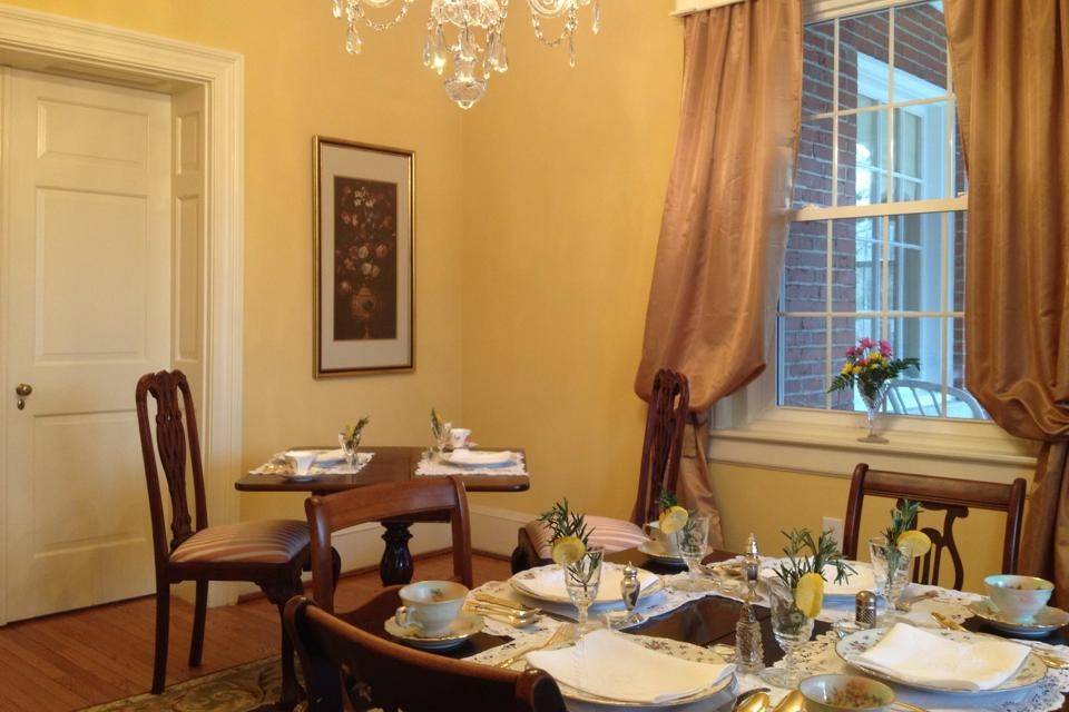 The tea room at Hill Crest Bed and Breakfast is perfect for a small reception or bridal shower