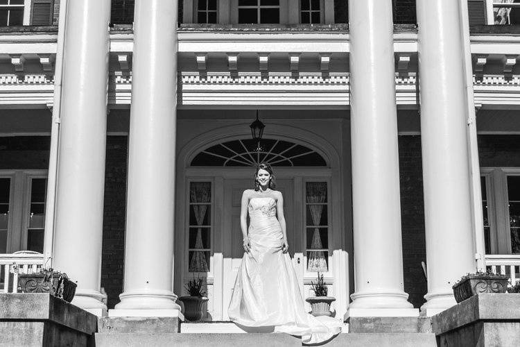 Bride on steps