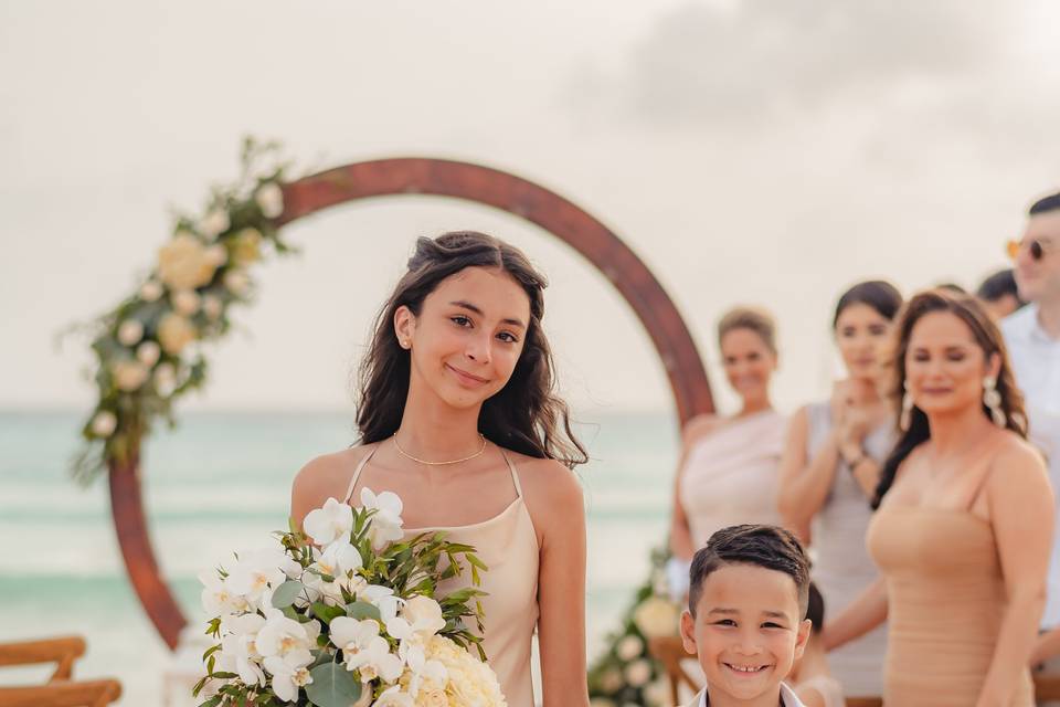 Floral girl and ring bearer