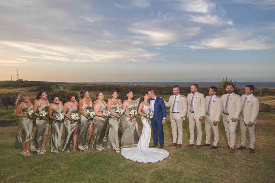 Bridal party garden ceremony