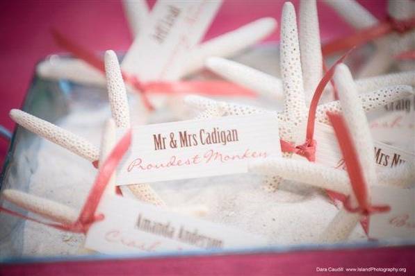 Two bridesmaids creating the married couple's mongram with sparklers.