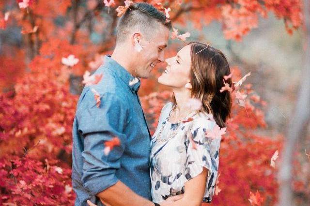 Fall leaves engagement