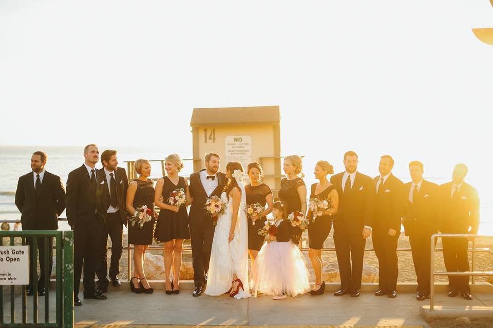 Sunset wedding party