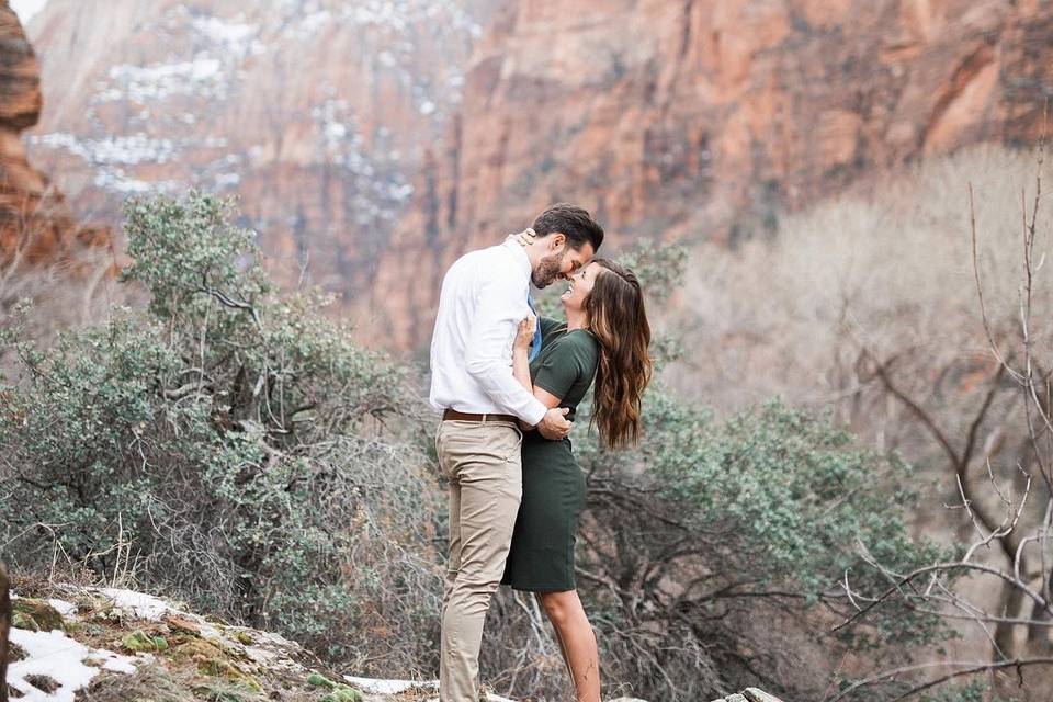 Zion winter engagement