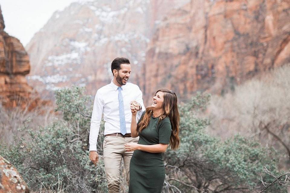 Zion winter engagement