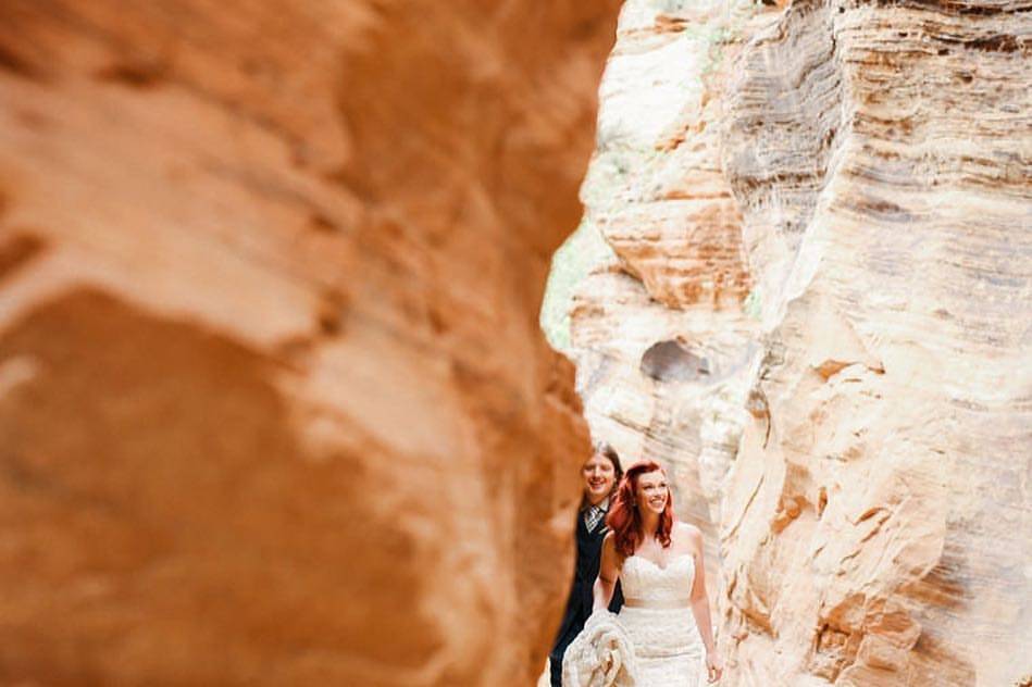 Slot canyon wedding
