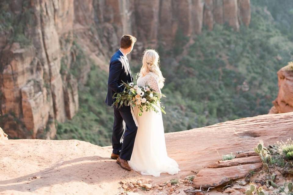 Zion angels landing wedding