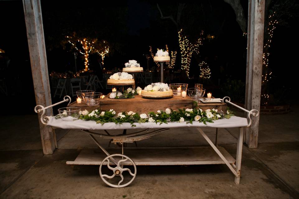 Wedding cake on elegant display