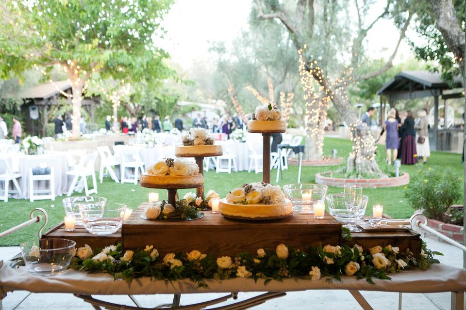 Dessert station with flower arrangments