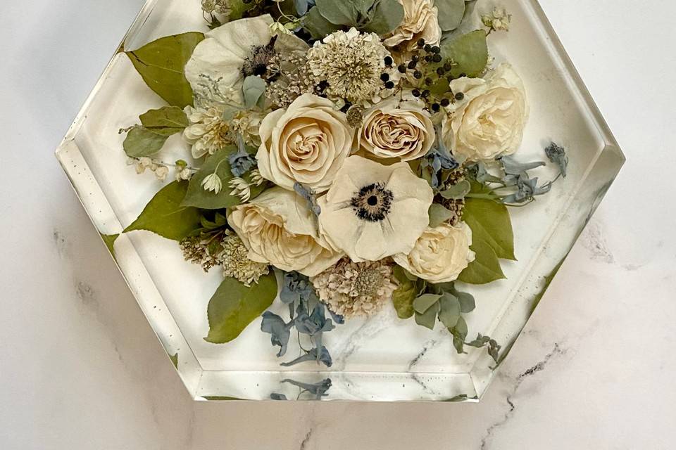 Modern Resin Bouquet Preservation Using Your Wedding Flowers