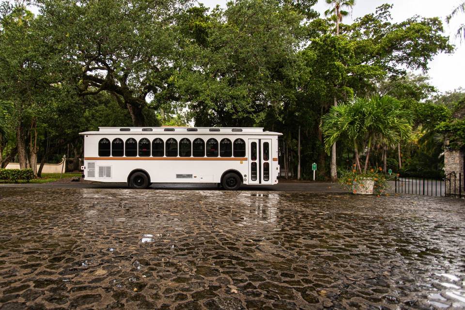 White Wedding Trolley Exterior