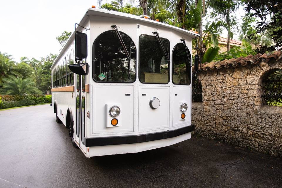 White Wedding Trolley Exterior