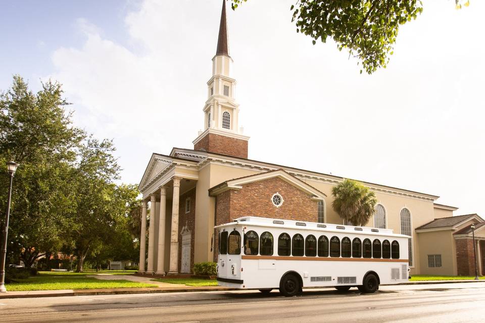 White Wedding Trolley Exterior