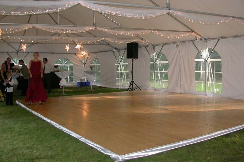 Wooden dance floor with custom edge