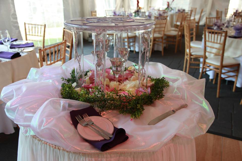 Table setup with centerpiece