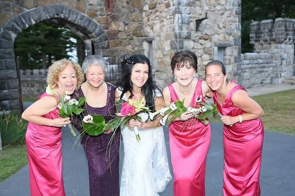 The bride with her bridesmaids