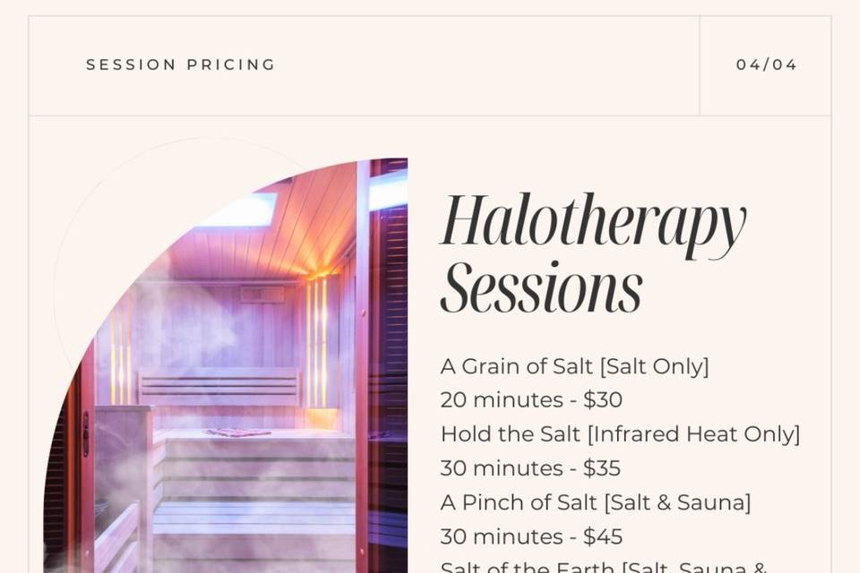Pricing - halo therapy