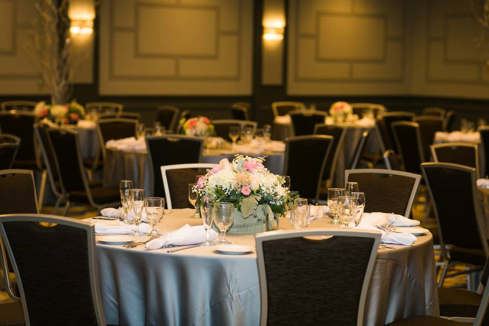 Table setup with centerpiece