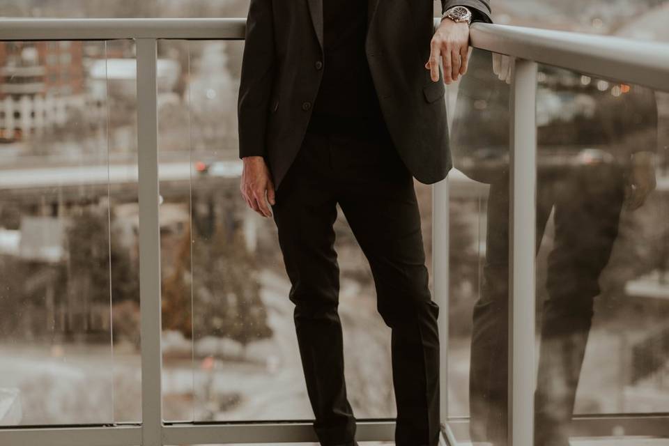 Groom on rooftop