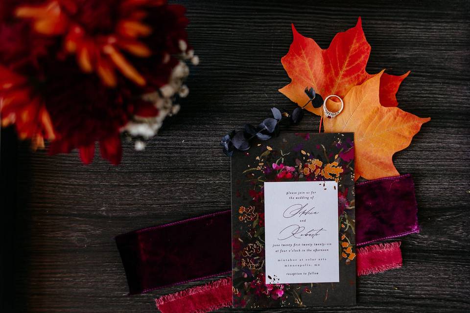 Dark and moody fall invite