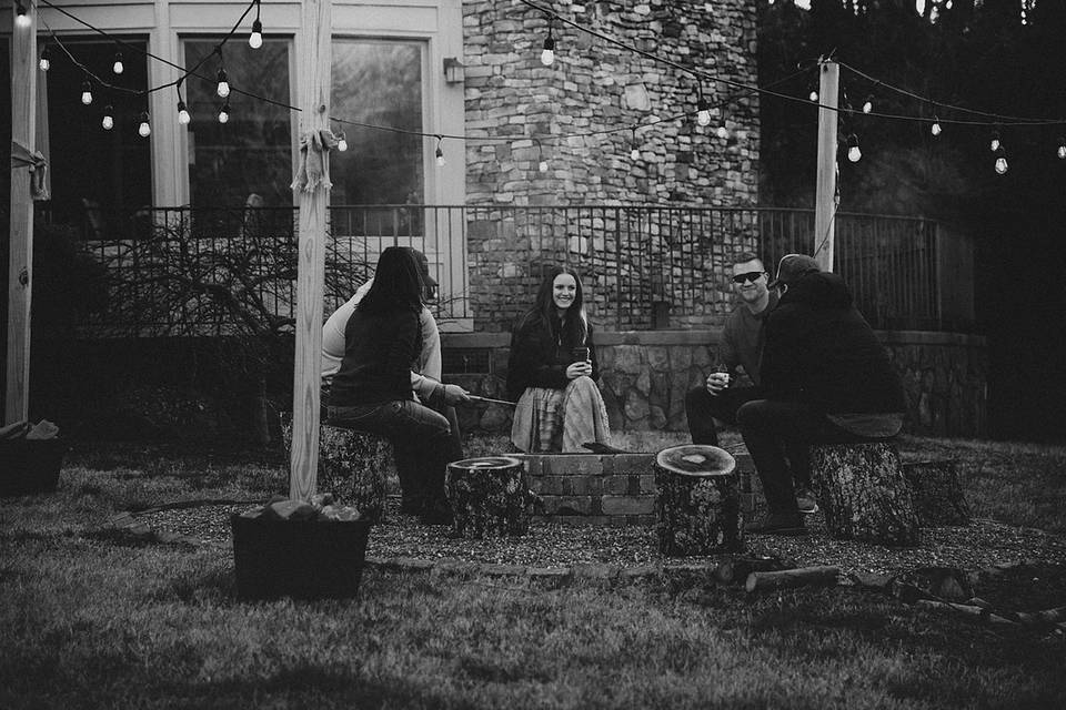 Relax by the fire pit at night