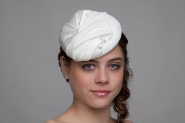 draped silk fascinator with pearls