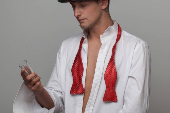 Silk top hat and matching bow-tie