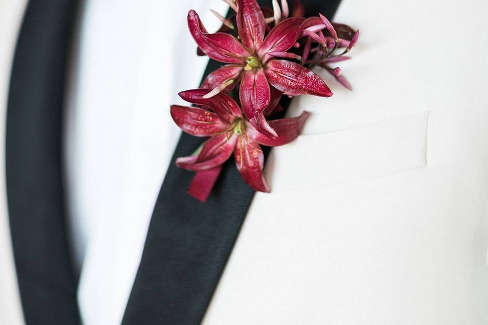 Red boutonniere