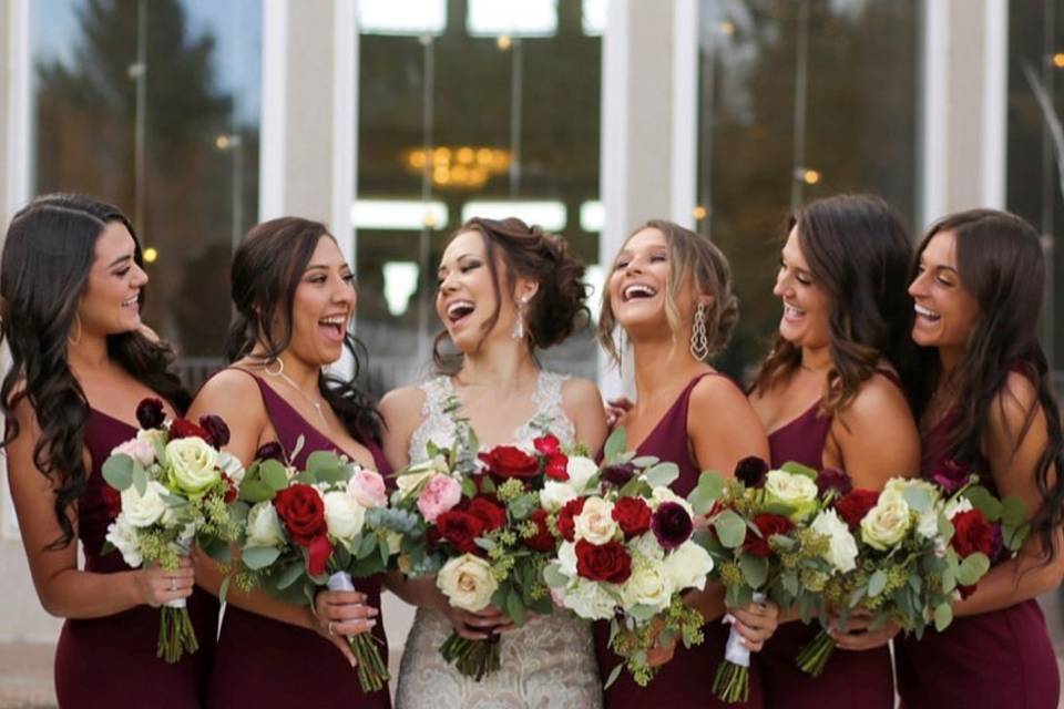 Bride with bridesmaids