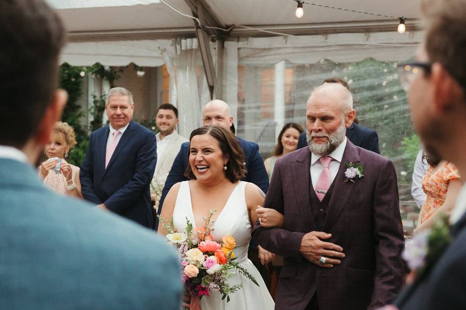 Bride walking down the isle