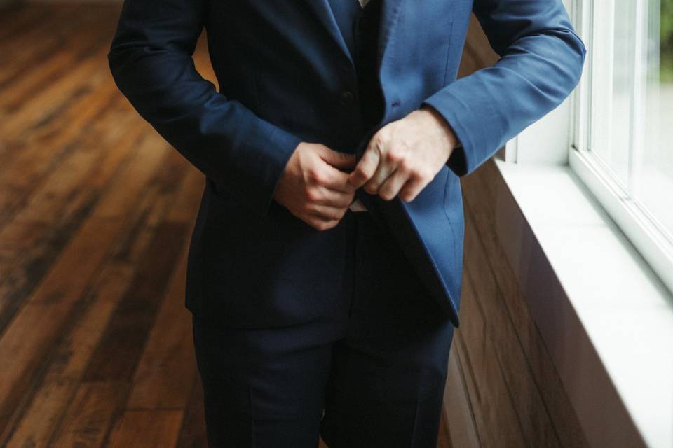 Groom getting ready