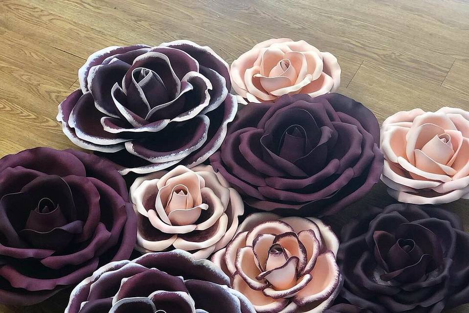 Burgundy and pink giant Roses