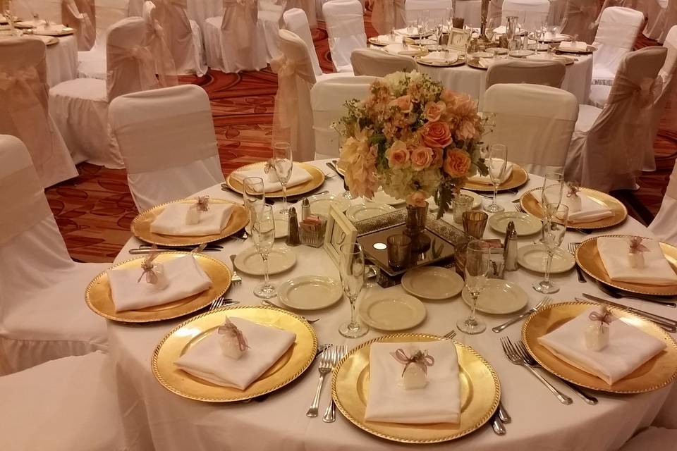 Table Setup with Gold Accents