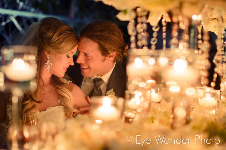 Nighttime wedding dinner at Houmas House Plantation