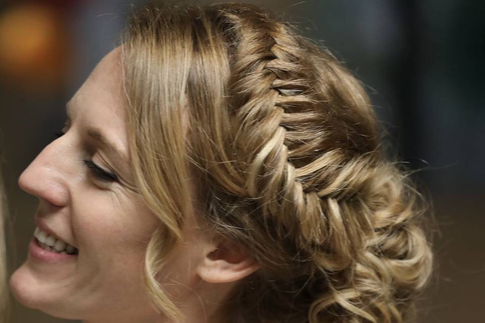 Fishtail curly updo